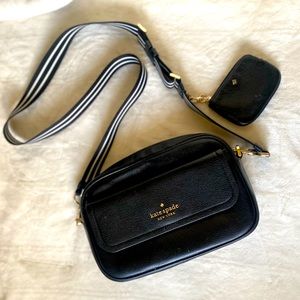 Lightly used black crossbody bag with detachable coin purse